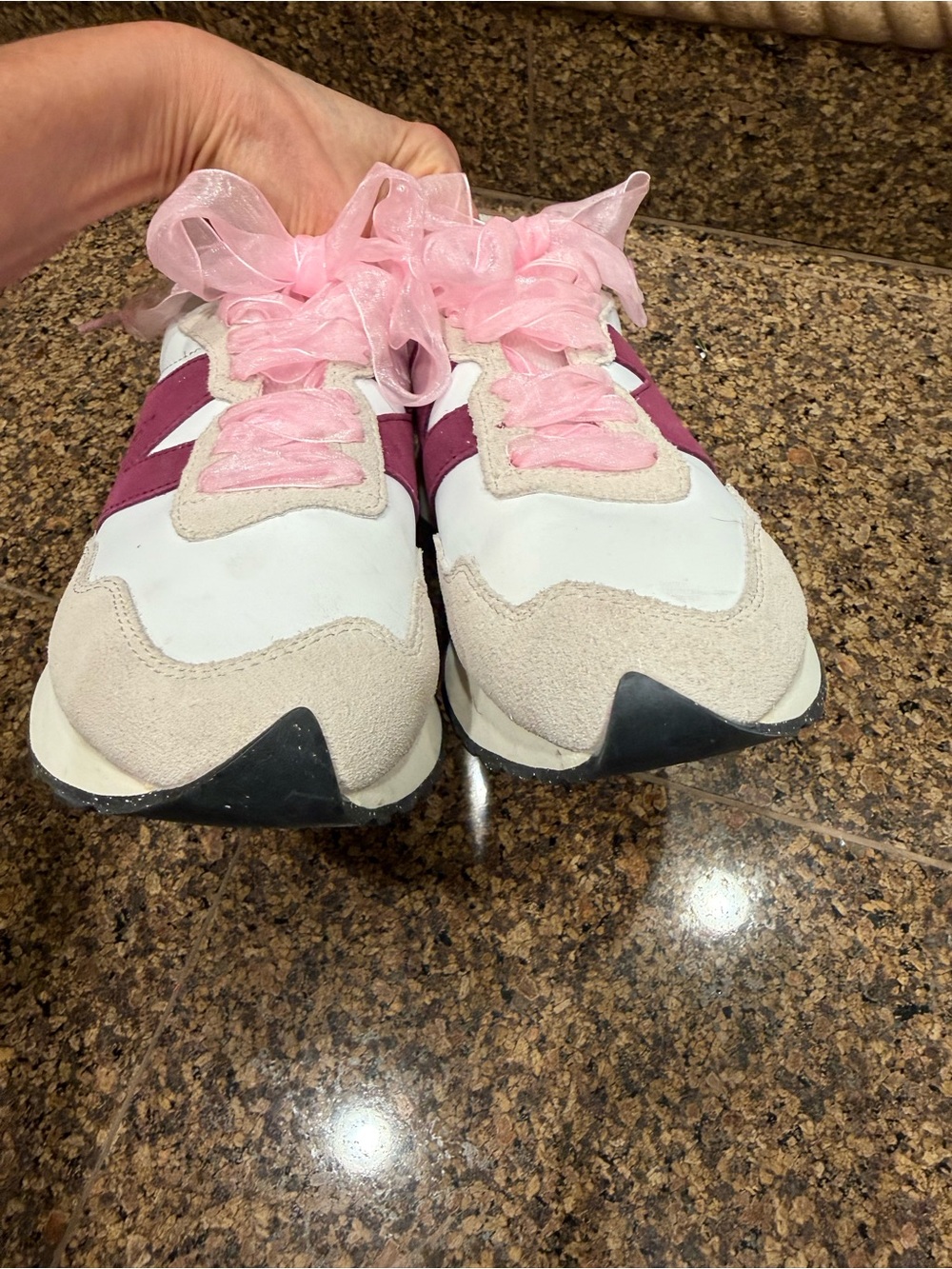 New Balance 237 White Pink and Maroon Women's Athletic Sneakers - Picture 5 of 8